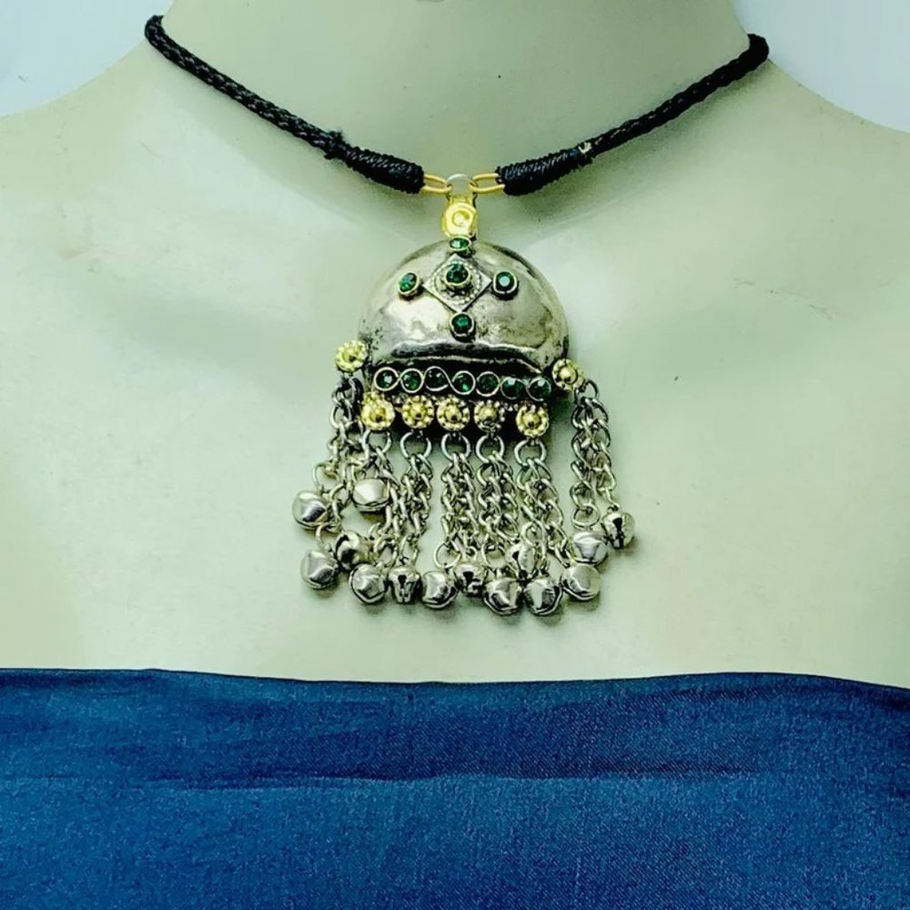 Kuchi Tribal Pendant Necklace With Earrings, Antique Style Jewelry, Traditional